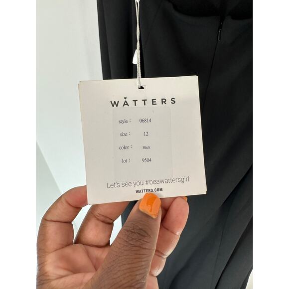 WATTERS Bridesmaid Formal Wedding Black Open Back Parker Maxi Gown Size 12 - Picture 5 of 13